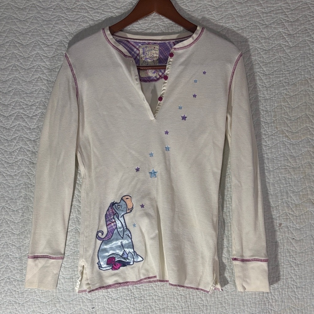 Disney Ivory Long Sleeve Top with Eeyore and flannel pants - Picture 1 of 9